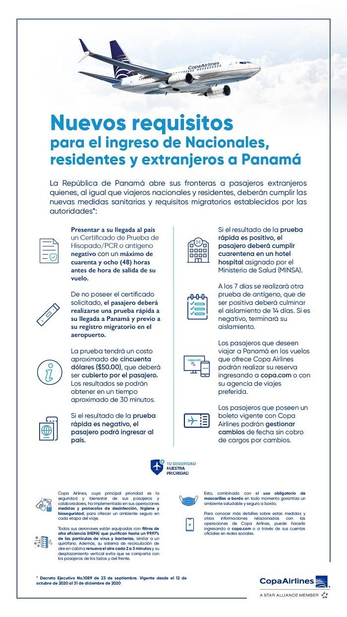 Panamá Nuevos requisitos para el ingreso de nacionales, residentes y extranjeros Boletín